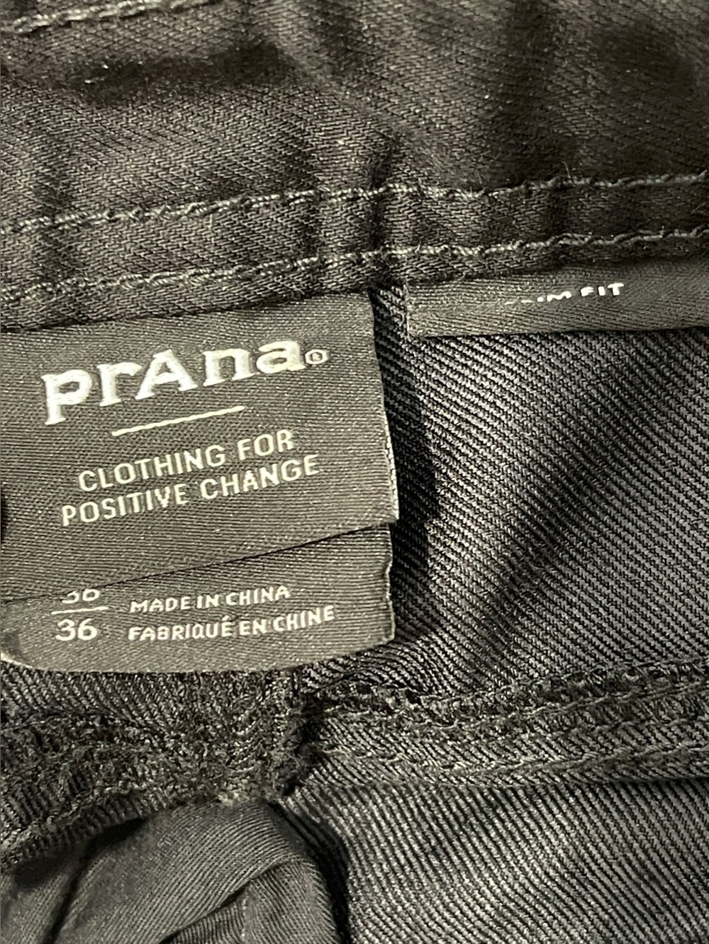 PrAna Bridger Jean Pants Black Out Canvas Slim Fit 36X36 Comfortable Breathable - Picture 5 of 8